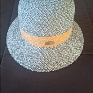 Cappelli Straworld Straw Hat Fedora Blue with Tan band